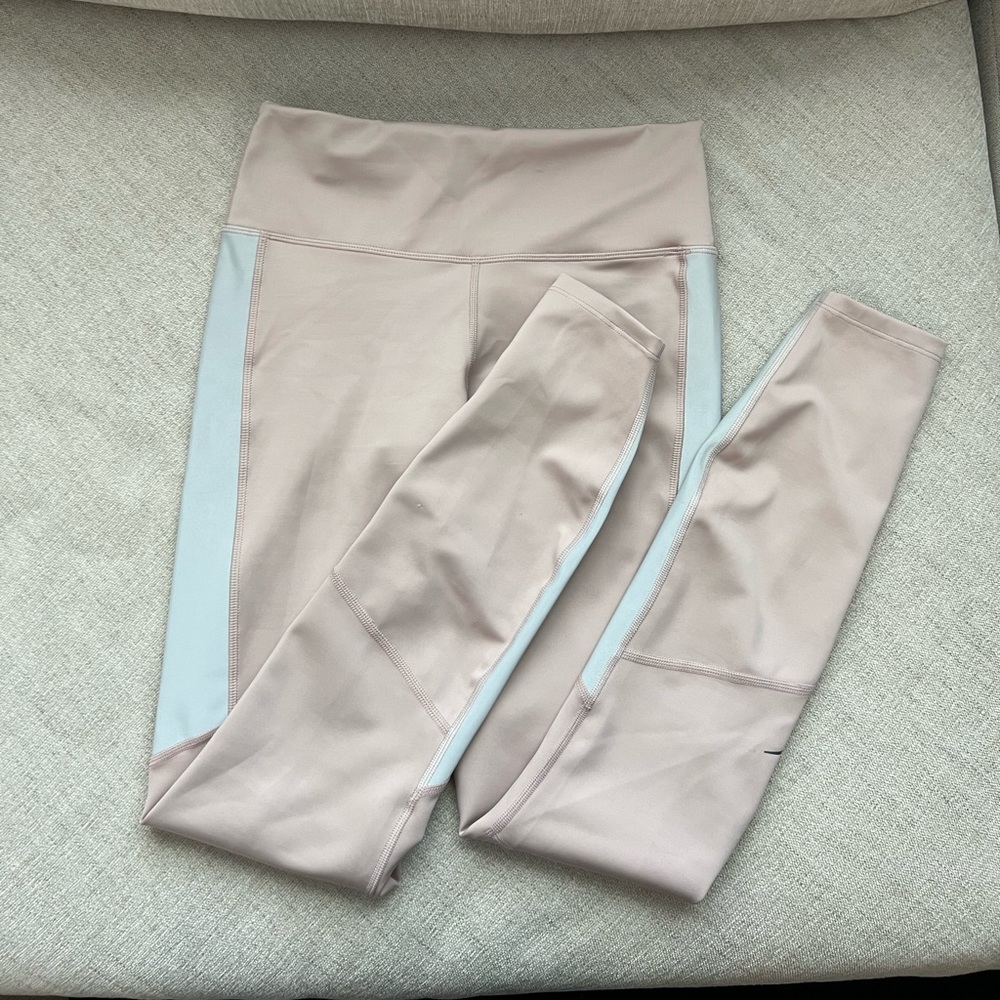 Nike light pink workout leggings with reflectors
